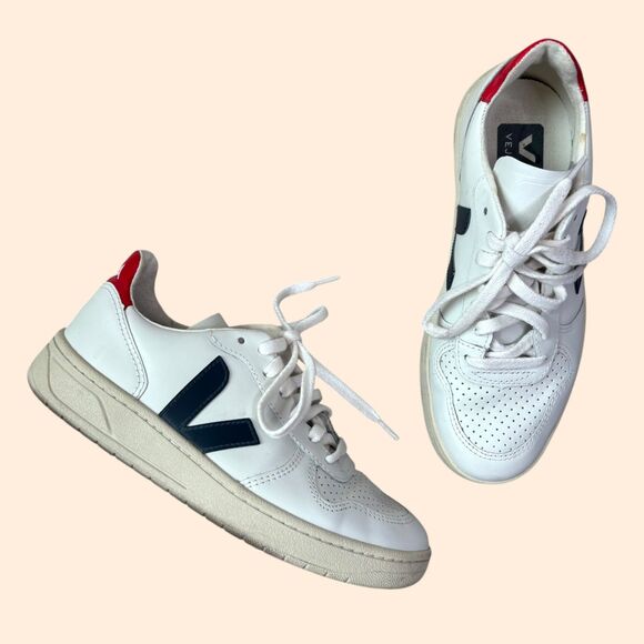 VEJA V-10 White Nautico Sneakers - Picture 1 of 9